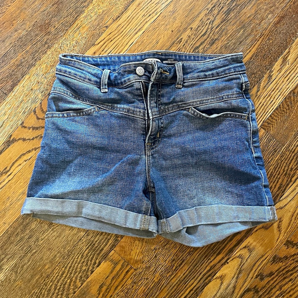 Old Navy Girls Size 4 Blue Denim Shorts High Rise Secret-Slim Pockets Cuffed